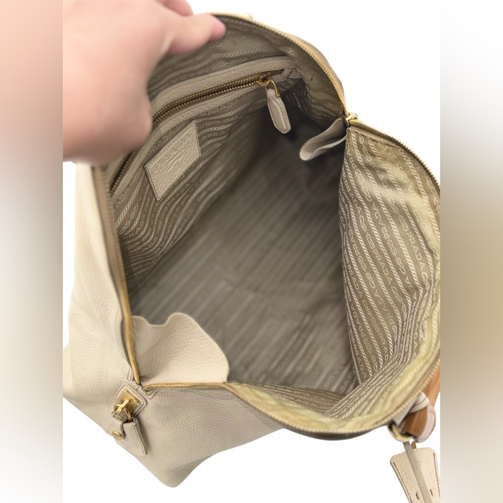 Prada Cream Vitello Dome Satchel 🤍 Classic Neutral Luxury - Picture 7 of 14
